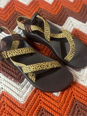 Chaco Women's Black Sandals with Yellow Patterned Straps